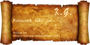 Koncsek Géza névjegykártya